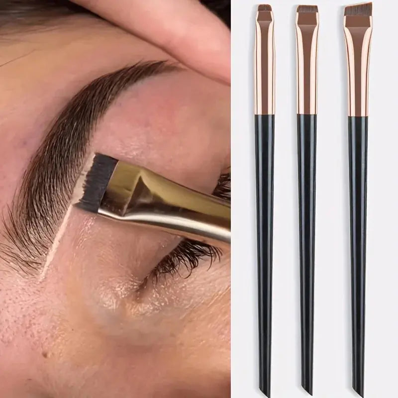 3Pcs Makeup Brush Set, Blade Eyeliner Brush Fine Oblique Head Eyebrow Brush Outline Eyeliner Ultra-Thin Eye Shadow Brush Makeup