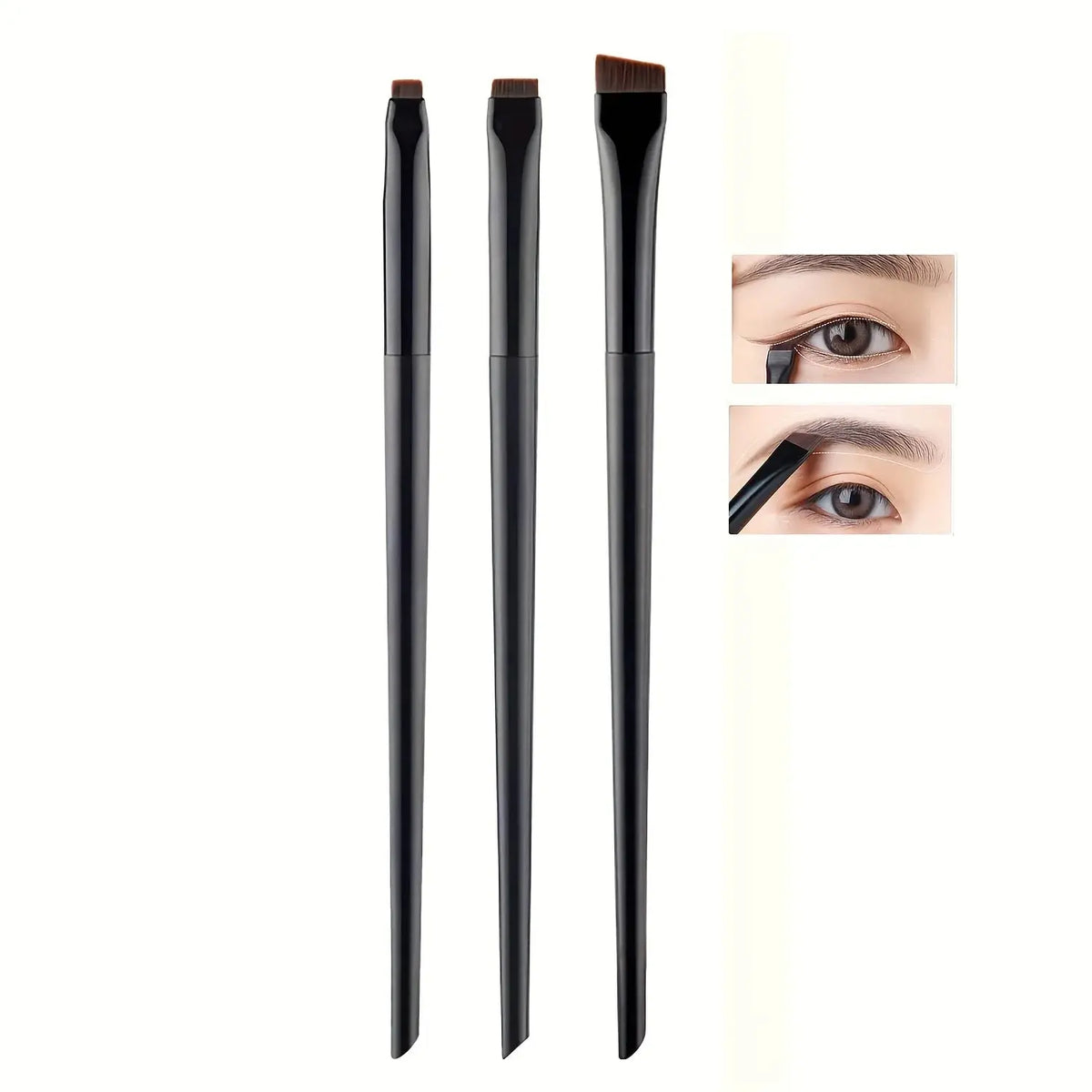 3Pcs Makeup Brush Set, Blade Eyeliner Brush Fine Oblique Head Eyebrow Brush Outline Eyeliner Ultra-Thin Eye Shadow Brush Makeup