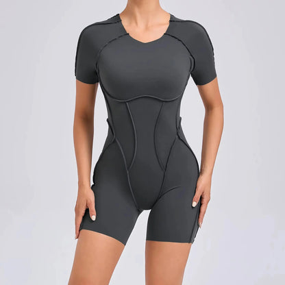 Short Jumpsuit Gym Clothes for Women Sportswear Fitness Overalls Backless Scrunch Booty Yoga Suit Sports Set Outfit