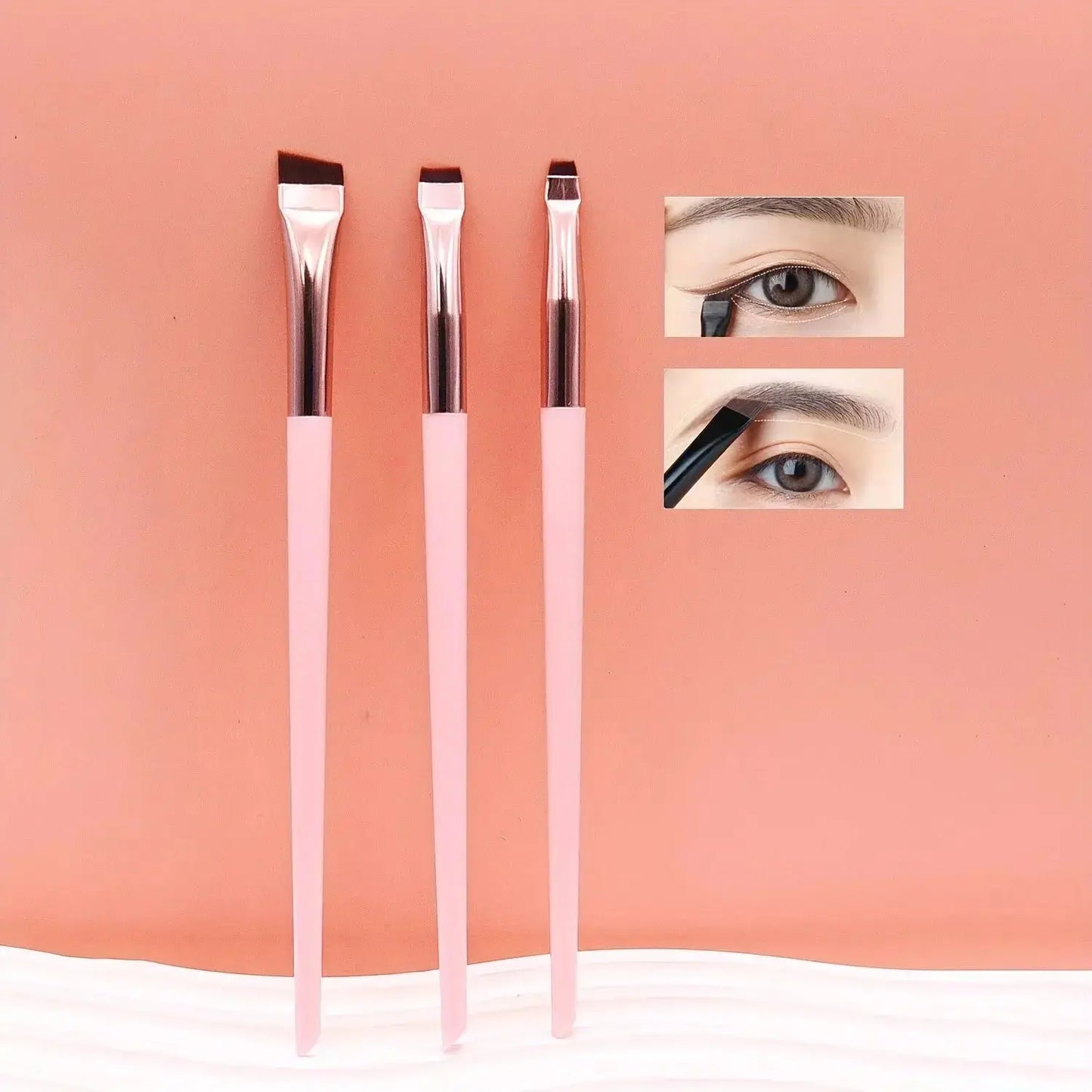 3Pcs Makeup Brush Set, Blade Eyeliner Brush Fine Oblique Head Eyebrow Brush Outline Eyeliner Ultra-Thin Eye Shadow Brush Makeup
