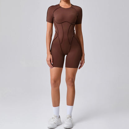 Short Jumpsuit Gym Clothes for Women Sportswear Fitness Overalls Backless Scrunch Booty Yoga Suit Sports Set Outfit