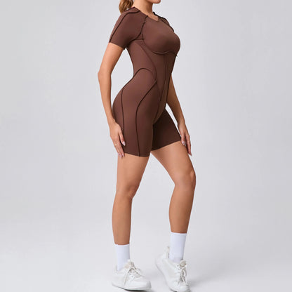 Short Jumpsuit Gym Clothes for Women Sportswear Fitness Overalls Backless Scrunch Booty Yoga Suit Sports Set Outfit