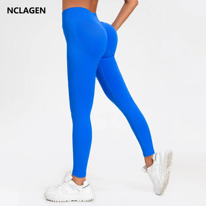 Yoga Leggings Women Seamless Sports Pants Low Ribbed Band Gym Clothes Fitness Workout Wear Scrunch Bum Tights