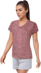 5-Pack Women'S Short Sleeve Dry Fit T-Shirt Moisture Wicking V-Neck Tee | Exercise Yoga Tees,Quick Dry Tops for Workout,Gym